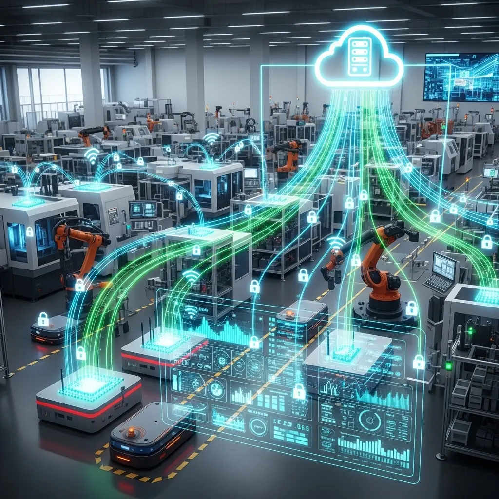 IoT sensor installation on factory machines